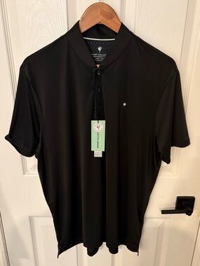 Report Collection Black Performance Polo with Stand Collar